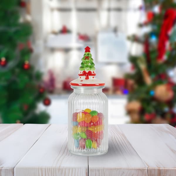 3x Julglasburkar Behållare för Mat Godis Pepparkakor Set