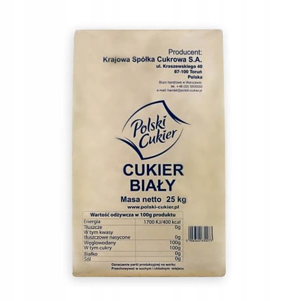 VITT SOCKER 25 kg för SYLT, HONUNG, HJÄRNSKEN