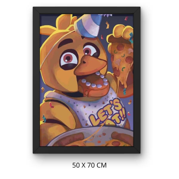 Mal efter nummer billede med ramme Chica FNAF 50x70 cm