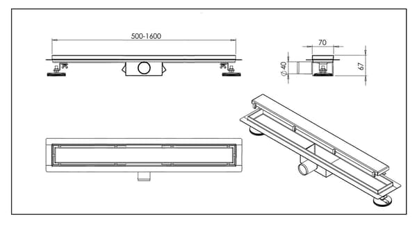 Duplex Standard 2i1 Lineært Afløb 80 cm Dobbeltsidet Krom