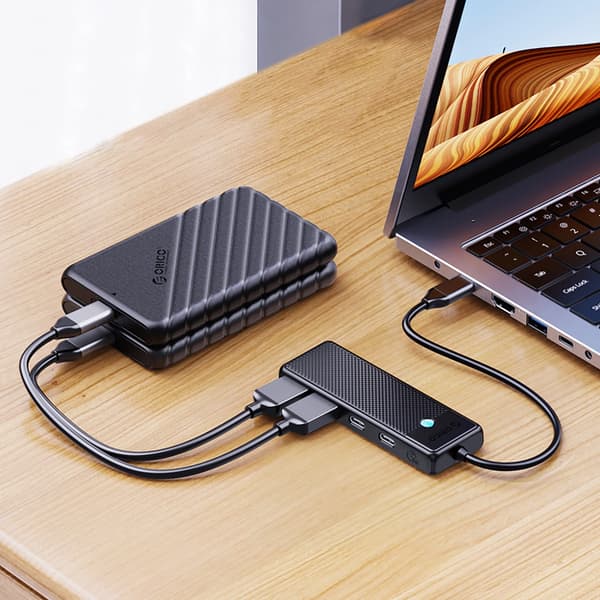 Orico PAPW2AC-C3 USB-C Hub Dockingstation 2x USB-A 3.0 + 2x USB-C 3.0 - Sort