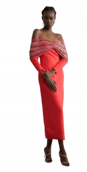 KAREN MILLEN ORANGE OFF-SHOULDER-KLÄNNING 40 B1C