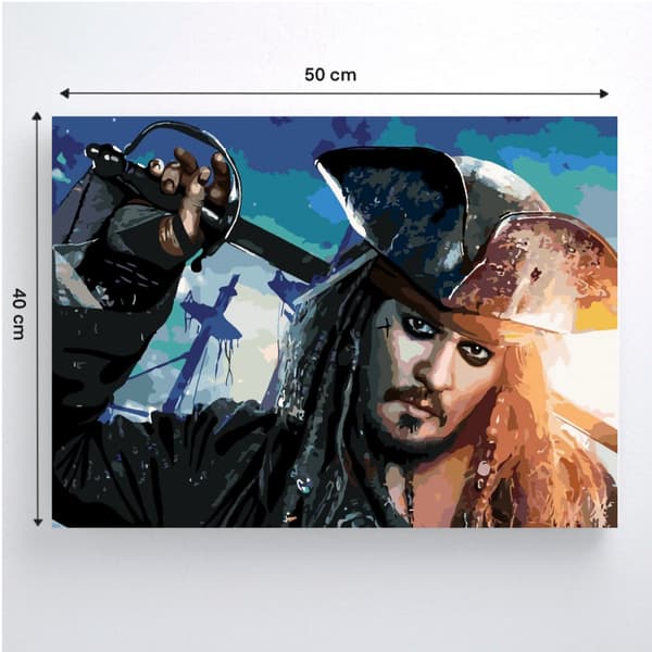 MÅLNING MED SIFFROR Bilder att måla - Kapten Jack Sparrow 50x40 cm