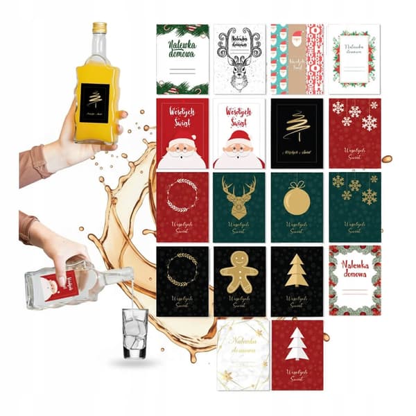 10x JULETIKETTER För flaskor med likör, saft, vin, alkohol, presenter