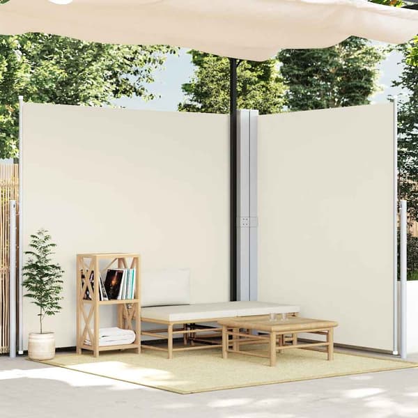 vidaXL Utdragbar sidomarkis krämfärgad 200 x 600 cm