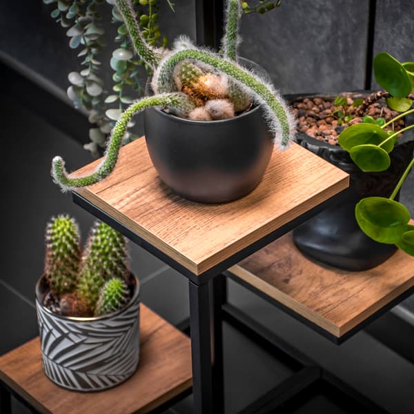 Fritstående blomsterstativ til blomster og planter, 4 niveauer, metal, rustik, 76 cm