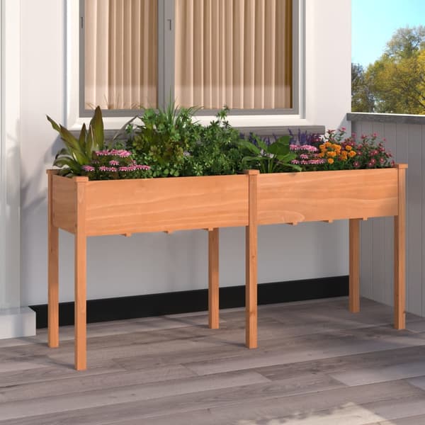 vidaXL Brunt växtställ med foder 161x45x76 cm granträ