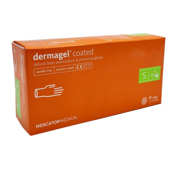 S Mercator Dermagel-belagte latexhandsker 100 stk.