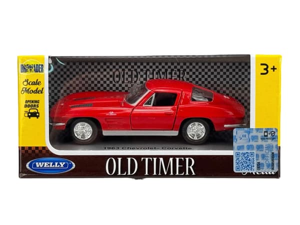 WELLY OLD TIMER 1963 CHEVROLET CORVETTE C2 RØD 1:34 43733