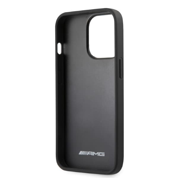 AMG AMHCP13LOSDBK iPhone 13 Pro / 136.1 sort/sort hårdt cover læder buede linjer