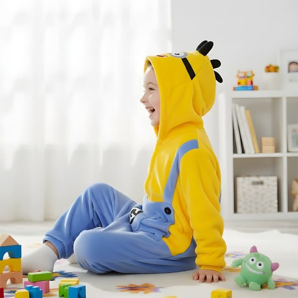 Kigurumi-pyjamas Minion-kostume til barn 115-125 cm