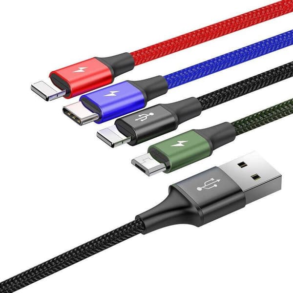 USB-kabel Baseus Fast 4w1 USB-C / 2x Lightning / Micro 3,5A 1,2m (svart)