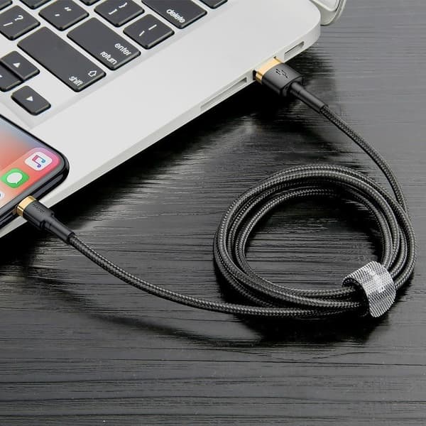 Baseus Cafule 2.4A USB Lightning-kaapeli 1m (kulta-musta)