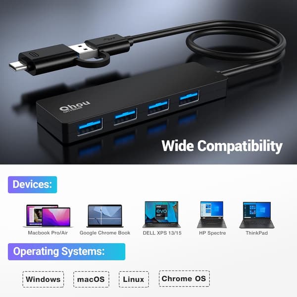 USB-C-keskittimen sovitin 4in1 4x USB 3.0 -jakoliitinsovitin
