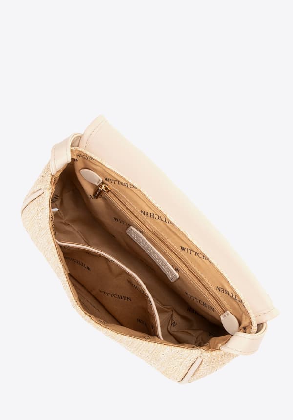 Wittchen dam flätad crossbody-väska med klaff liten beige polypropylene