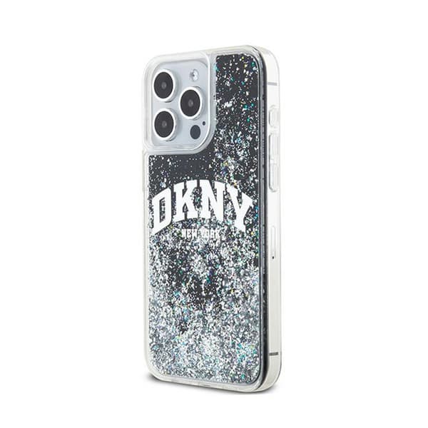 DKNY Liquid Glitter Big Logo - iPhone 15 Pro Max -kotelo (musta)