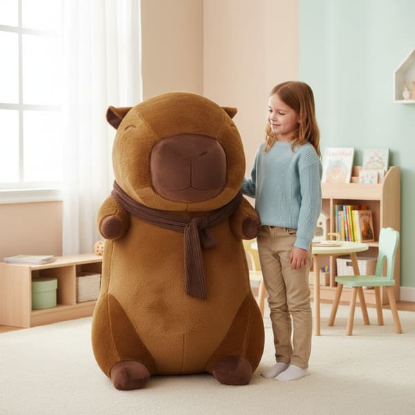 Suuri pehmolelutyyny kapybara huivilla 100 cm
