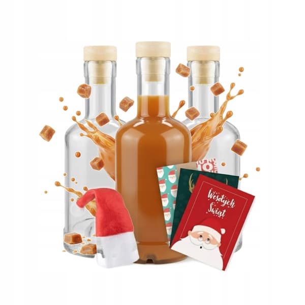 5x Glasflaskor för present TADEK 250ml ETIKETT JULEMOTTA Likör
