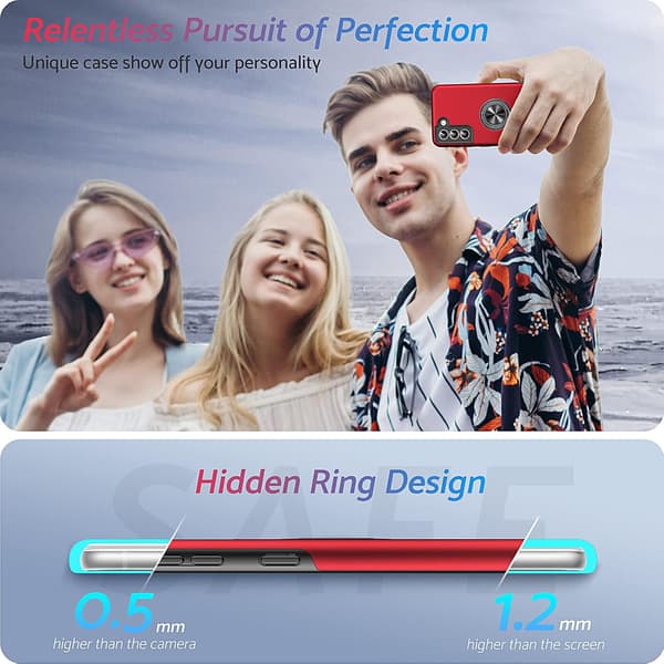 SKAL TILL SAMSUNG GALAXY S22+ RÖTT MED RING SATIN SOLID HÅLLARE