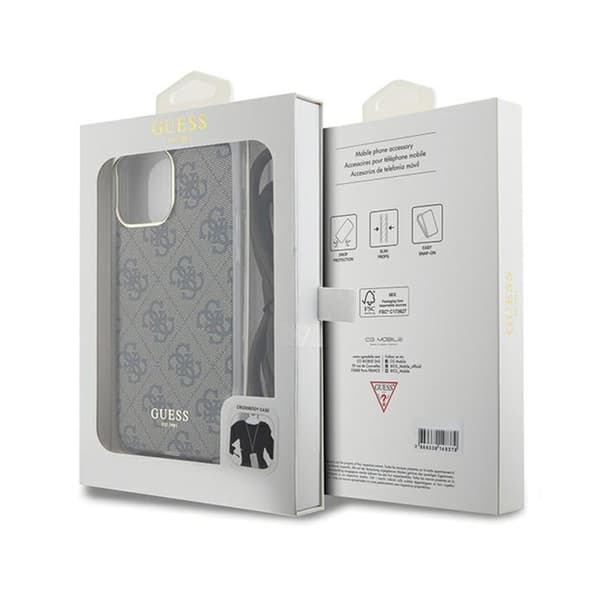 Guess Axelremsväska med 4G-tryck - iPhone 15 Pro Max-skal (brunt)