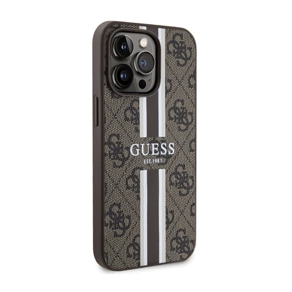 Guess 4G Printed Stripes MagSafe - iPhone 13 Pro Max -suojakuori (ruskea)