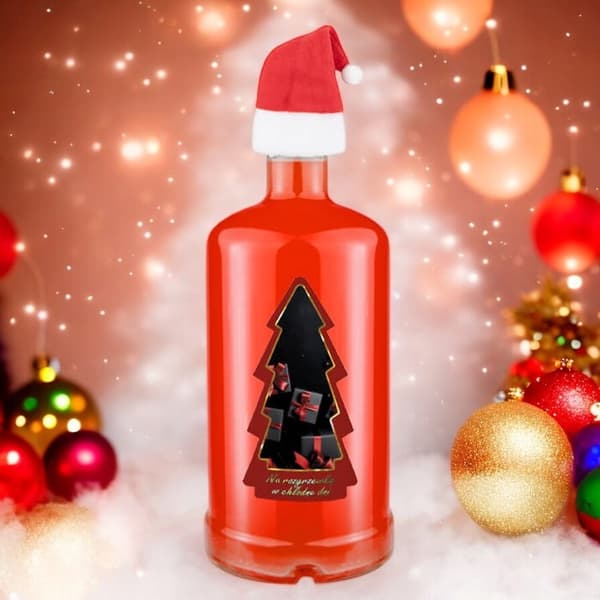 TADEK-flaska 500ml JULGRANSETIKETT HAT Flaskor För Julklapp Vin
