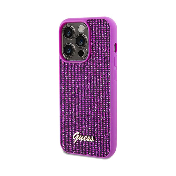Guess Disco Metal Script - iPhone 14 Pro-skal (Fuchsia)