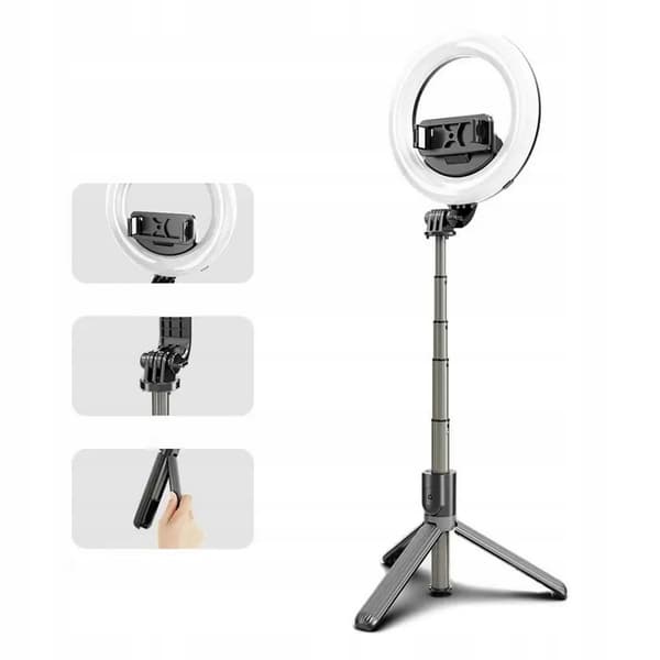 Selfiepinne LED-ringlampa med stativ