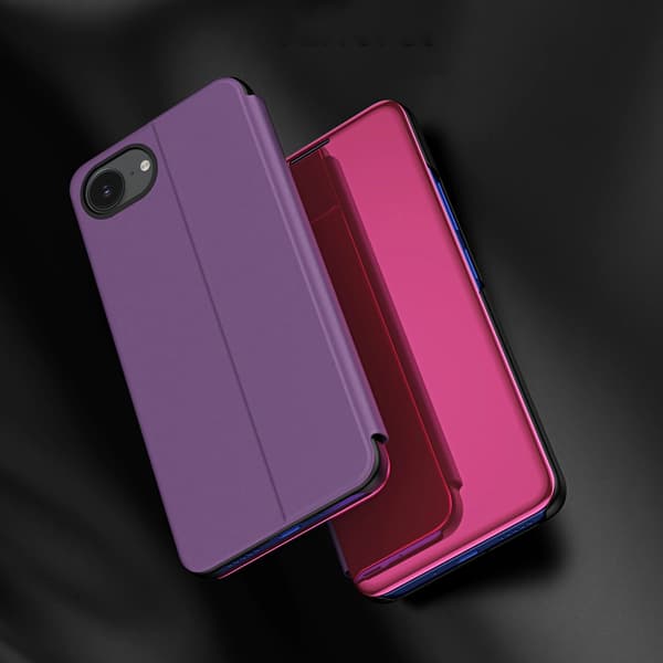 Clear View-cover til iPhone 16e med flip-cover - lyserød