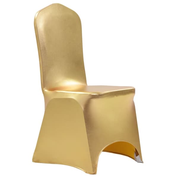 vidaXL Elastiska stolsöverdrag, 6 st, guld