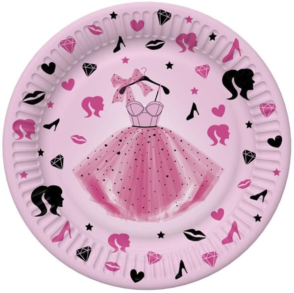 Rosa Prinsessklänning tallrikar 18cm 8st