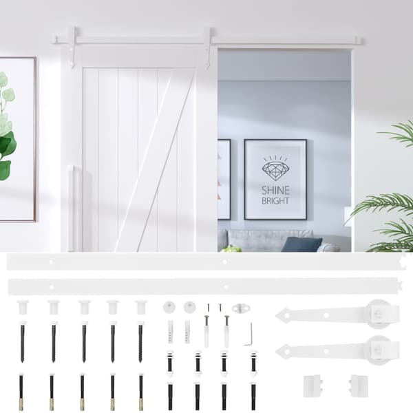 vidaXL skydedørsinstallationssystem, 200 cm, stål, hvid