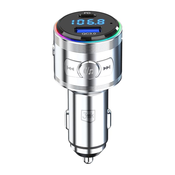 Tilbehør - 3mk Hyper Car Power Transmitter 48W QC PD PPS USB 1C1A Sølv