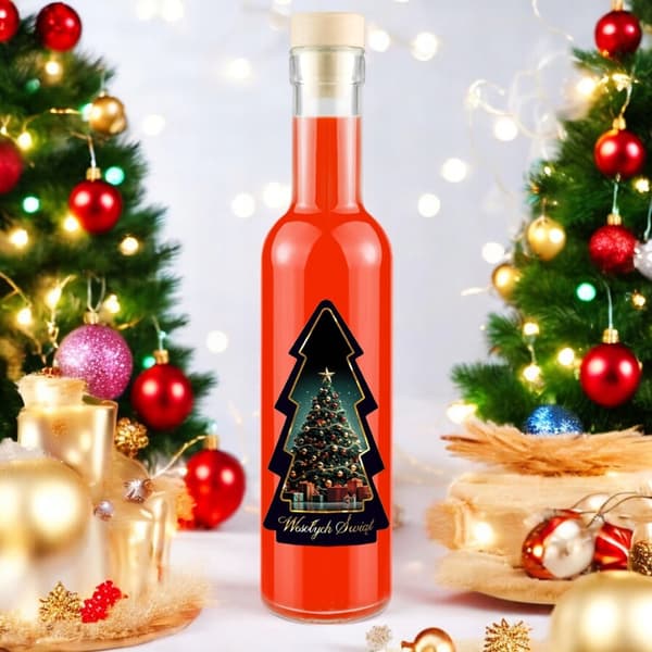 5x FUTURA-pullo 250ml + JOULUKUUSEN LABEL -pullot jouluviinitinktuuroille