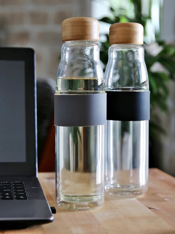 ØKO-TERMOVANDFLASKE I GLAS 450 ml