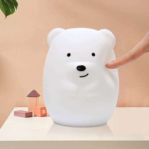 Silikone natlampe Teddybjørn LED RGB