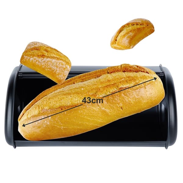 Musta teräksinen leipäastia 43x27,5x18,5 cm