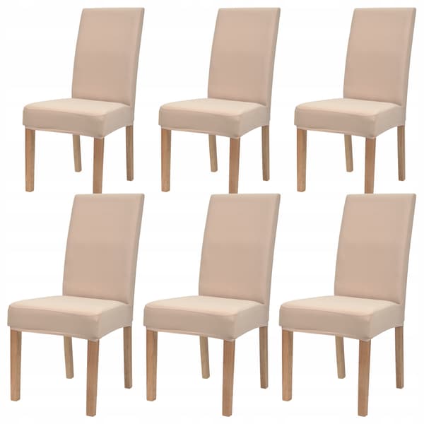 Elastiska stolöverdrag släta storlek L TESS 6 st ljusbeige