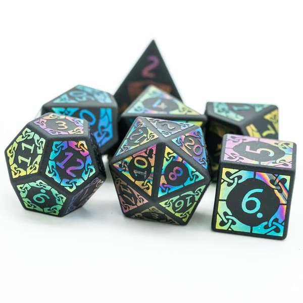 Labradorit RPG-tärningar Set med 7 kristalltärningar