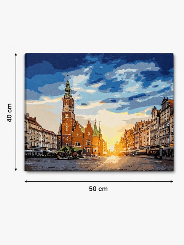 Målning med siffror med ram Wrocławs marknadstorg 50x40 cm