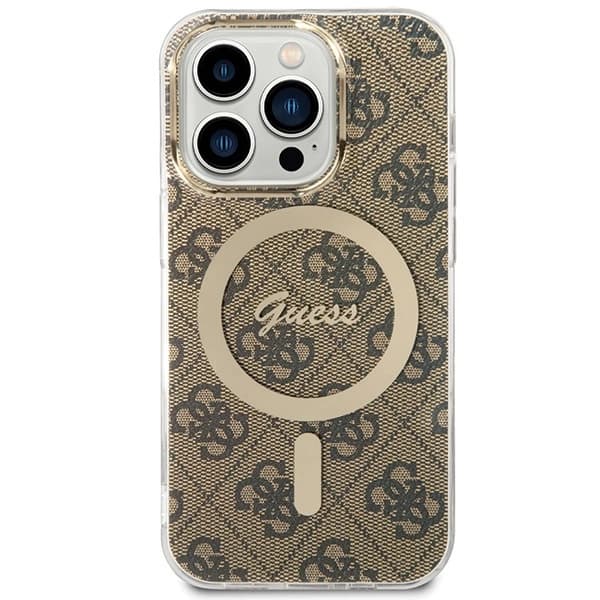 Guess IML 4G MagSafe-skal till iPhone 15 Pro – brunt