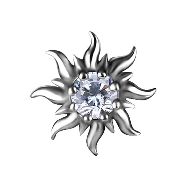 Trycklock - sol med vit zirkon - silver - PI-063
