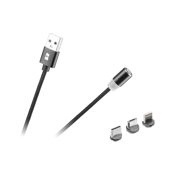 Magneettinen USB-kaapeli - USB-C tyyppi C - Lightning iPhone micro USB 3in1 1m Rebel