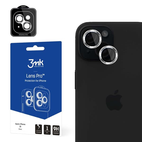 Apple iPhone 15 - 3mk Linsebeskyttelse Pro Sølv