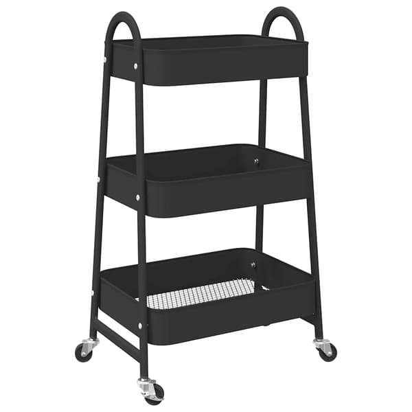 vidaXL 3-lags opbevaringsvogn sort 42x41,5x77 cm