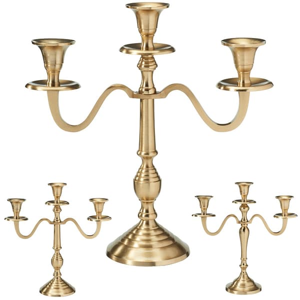 Gyllene ljusstake kandelaber 3-armig 30 cm
