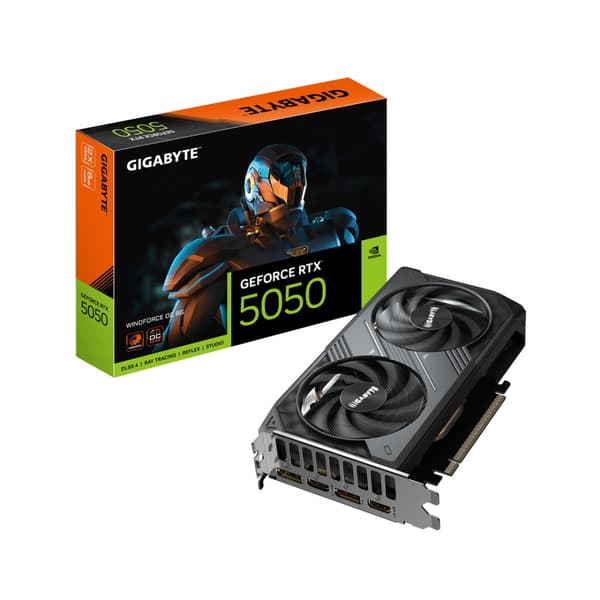 Gigabyte RTX 5050 Windforce OC 8G Grafikkort, 8GB, Svart