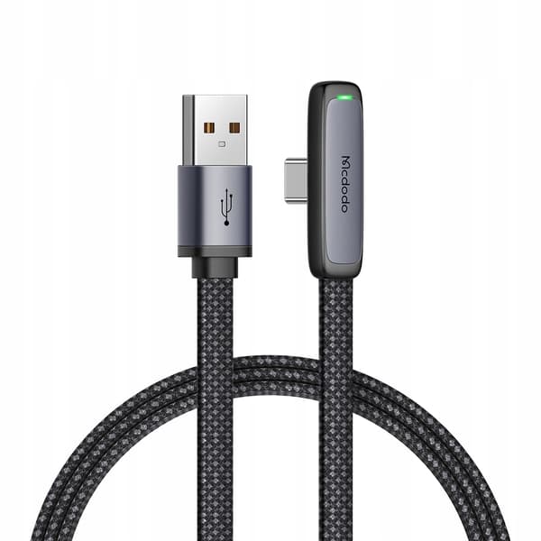 MCDODO USB-C-KAAPELI KULMAINEN PIKALATAUS USB TYPE C 6A 100W MUSTA 2M