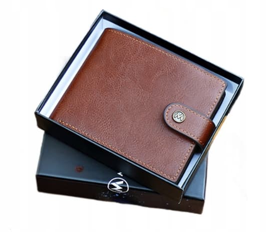 Herrplånbok i läder med dragkedja, brun, elegant present, P51