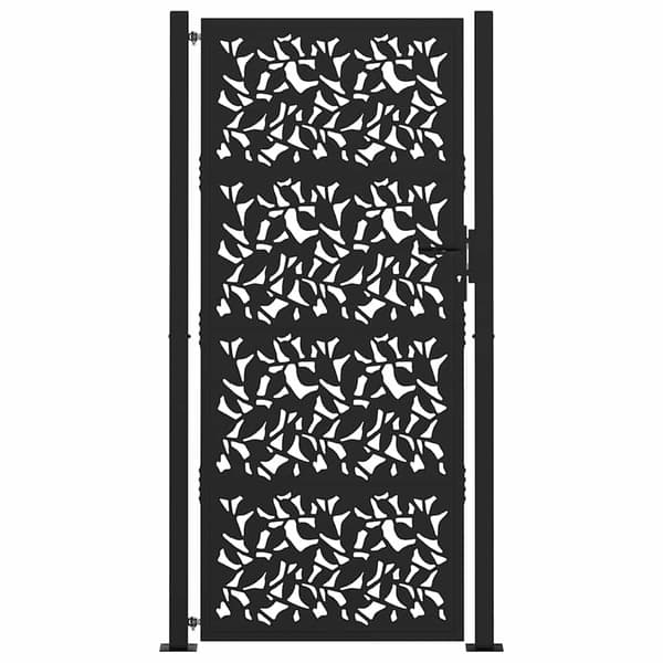 vidaXL havelåge sort 105x205 cm stålbladmønster